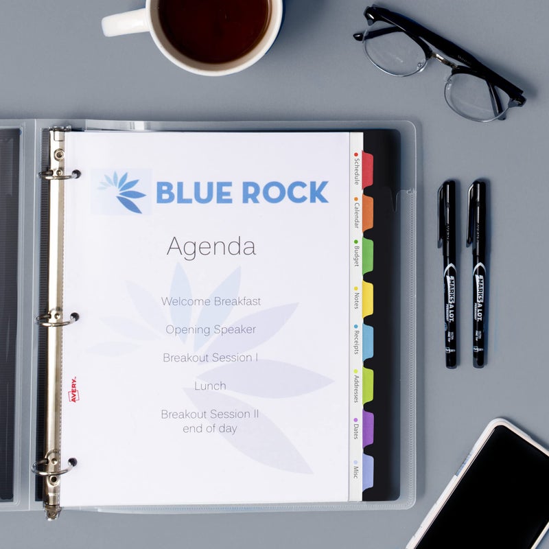 Avery Clear Easy View Durable Plastic Dividers for 3 Ring Binders, 8-Tab Set, Bright Multicolor, 1 Set (16741) - Image 5